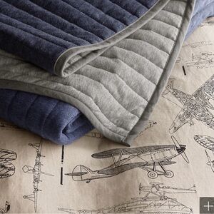 Reversible Blue and Gray Quilted Blanket